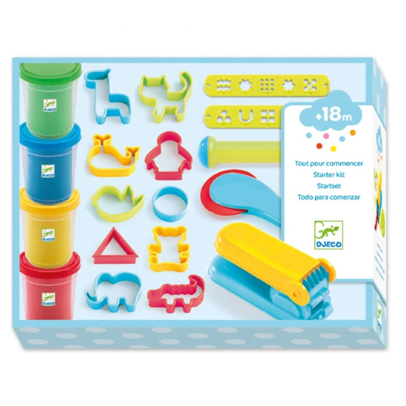 Djeco Arts & Crafts - Introduction to Dough 4 Tubes, 17 Tools