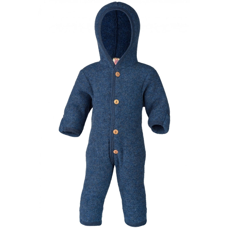 Engel Hooded Overall With Buttons and Cuffs Blue