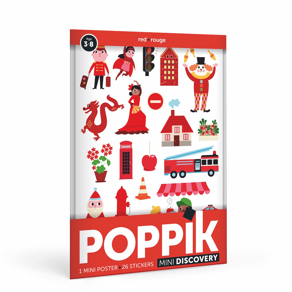 Poppik Mini Discovery Posters- City Red, 26 Stickers