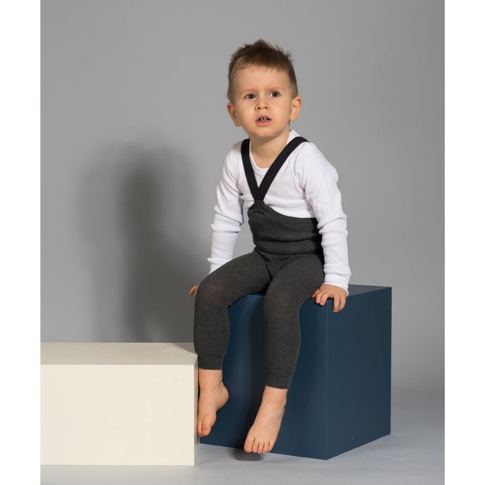 Silly Silas Classic Footless Ribbed Tights Dark Grey