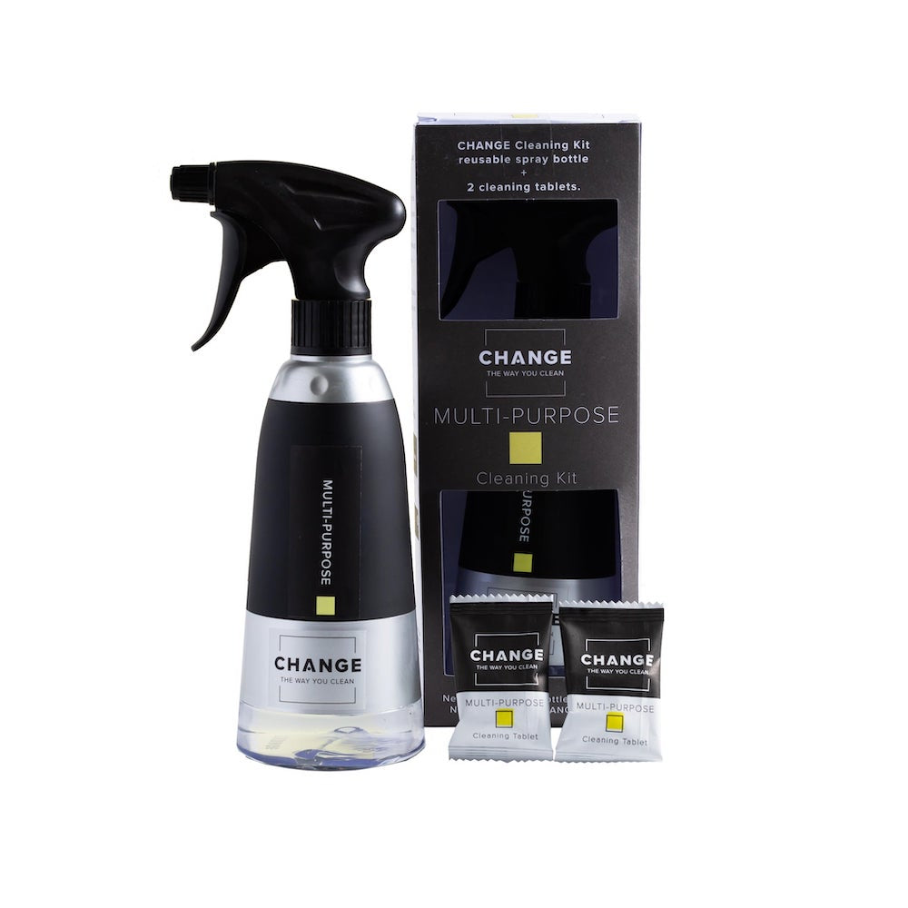 Multi-Purpose Cleaning Starter Kit with Spray Bottle & 2 Tablet