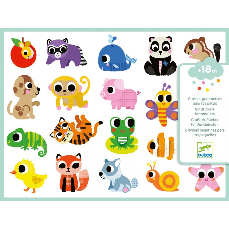 Djeco Big Stickers For Toddlers - Baby Animals