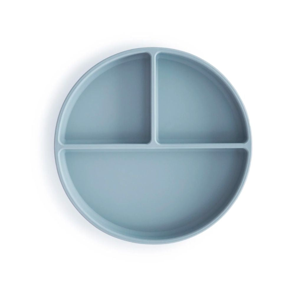 Mushie Silicone Divided Suction Plate - Powder Blue