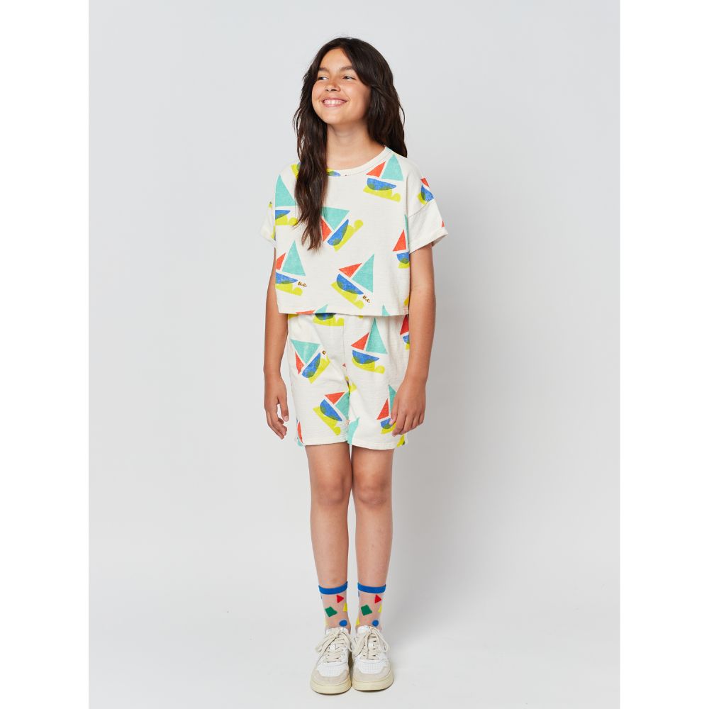 Bobo Choses Sail Boat All Over Cropped Sweatshirt