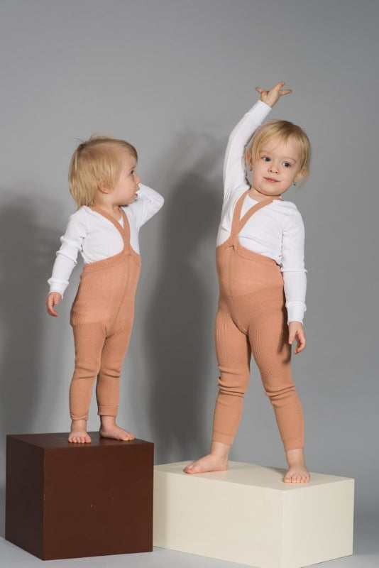 Silly Silas Classic Footless Ribbed Tights Light Brown