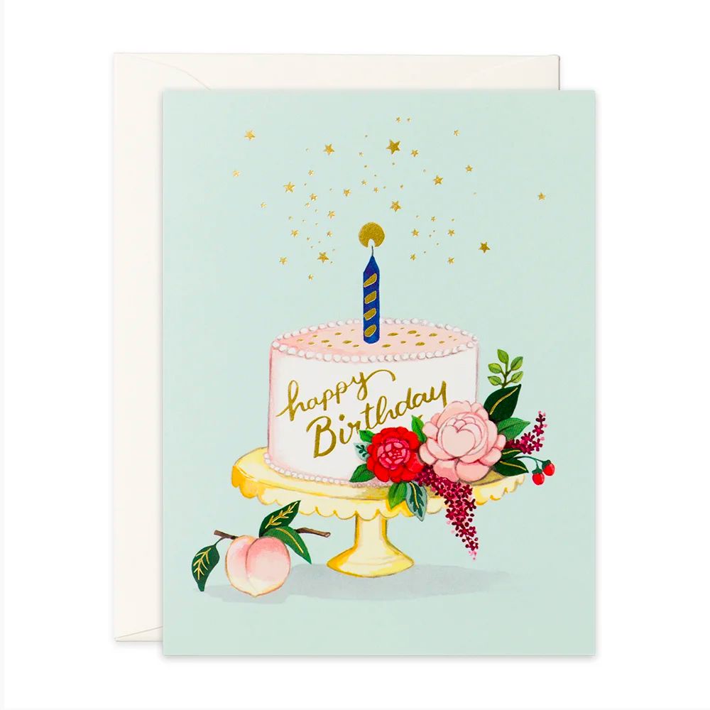 Peach Cake Birthday Card