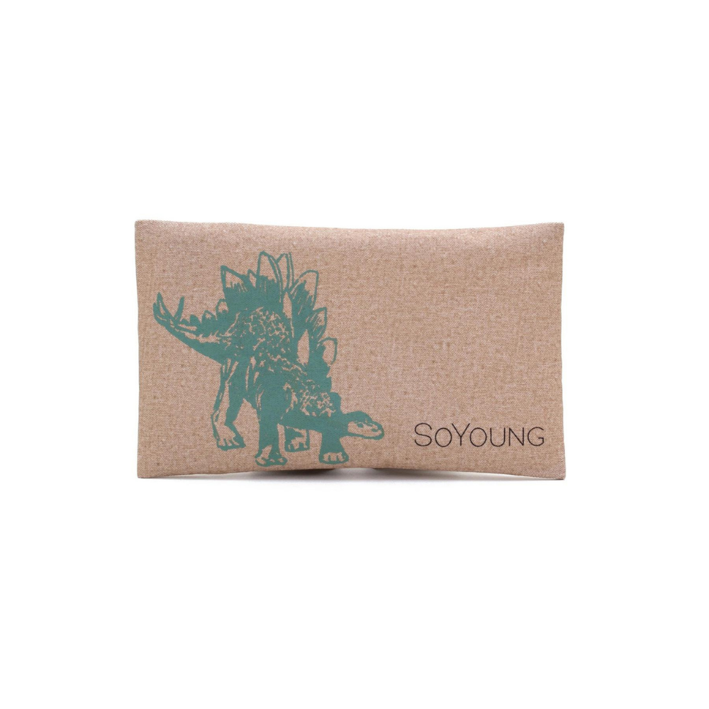 Ice Pack Raw Linen- Green Stegosaurus