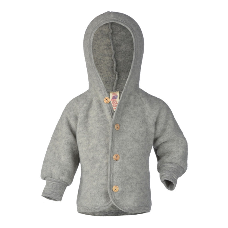 Engel Hooded Jacket With Wooden Buttons Light Grey