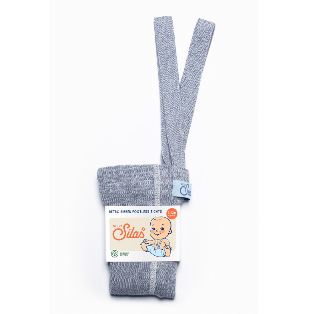 Silly Silas Classic Footless Ribbed Tights Marshmallow Sky
