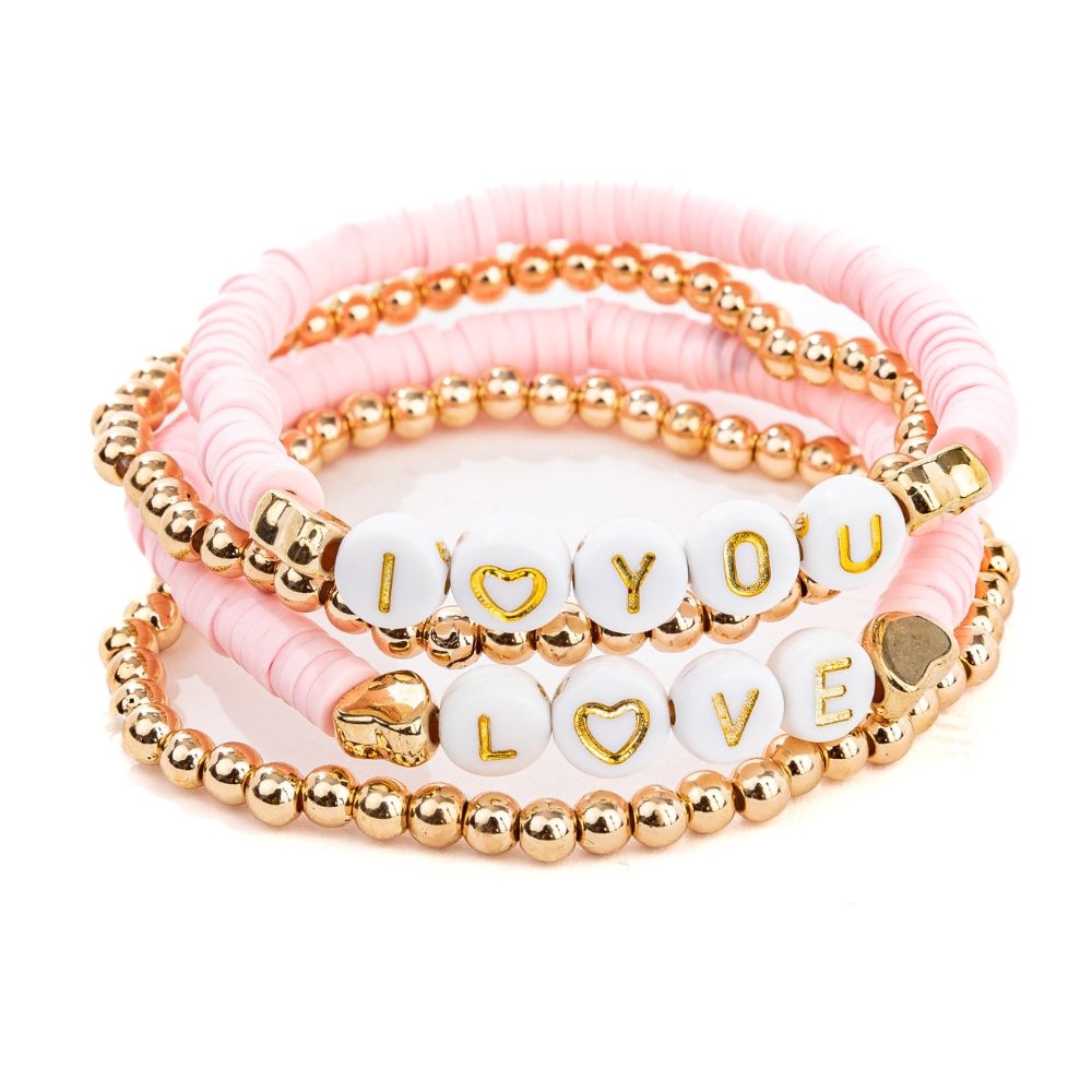 Pink Love Bracelet, 4pcs