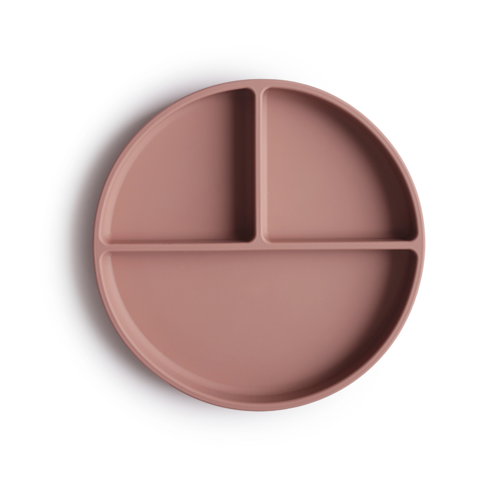 Mushie Silicone Divided Suction Plate - Cloudy Mauve