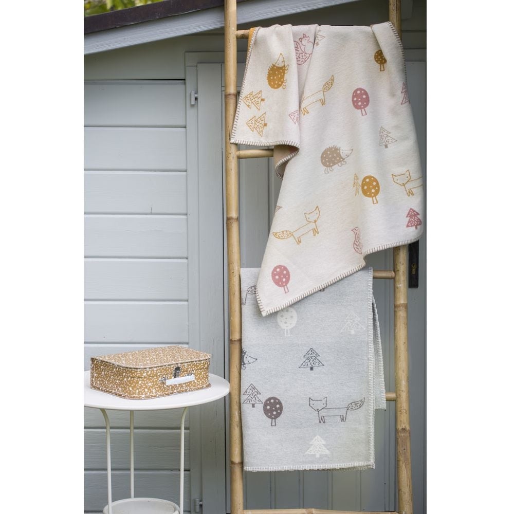 Fussenegger Lena Blanket Forest Animals Organic Cotton Off White 75X100cm