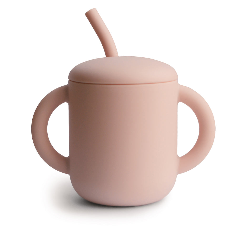 Mushie Silicone Training Cup and Straw Blush