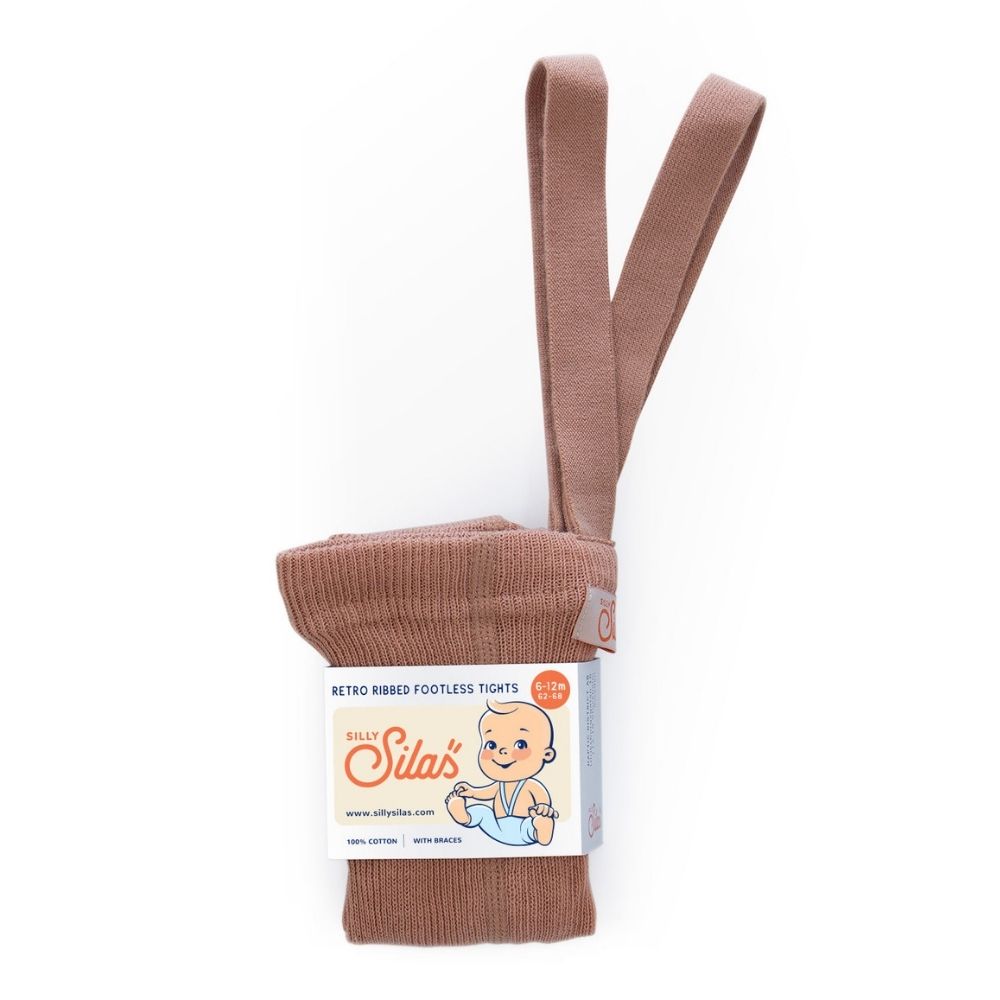 Silly Silas Classic Footless Ribbed Tights Light Brown