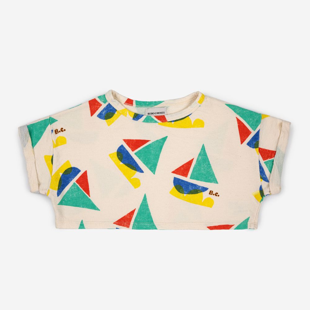 Bobo Choses Sail Boat All Over Cropped Sweatshirt