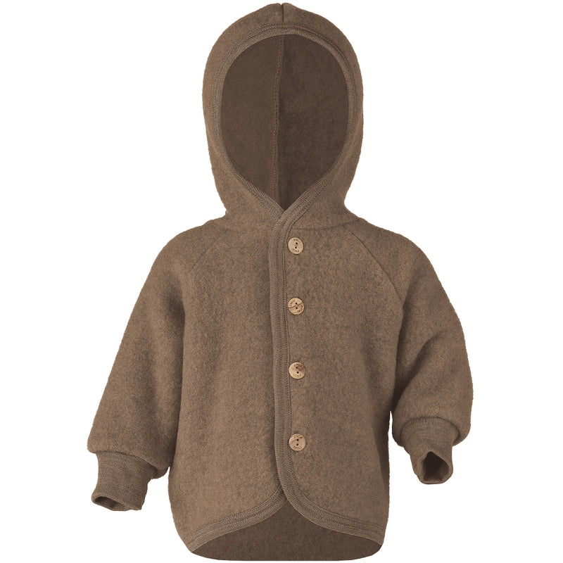 Engel Hooded Jacket With Wooden Buttons Walnut