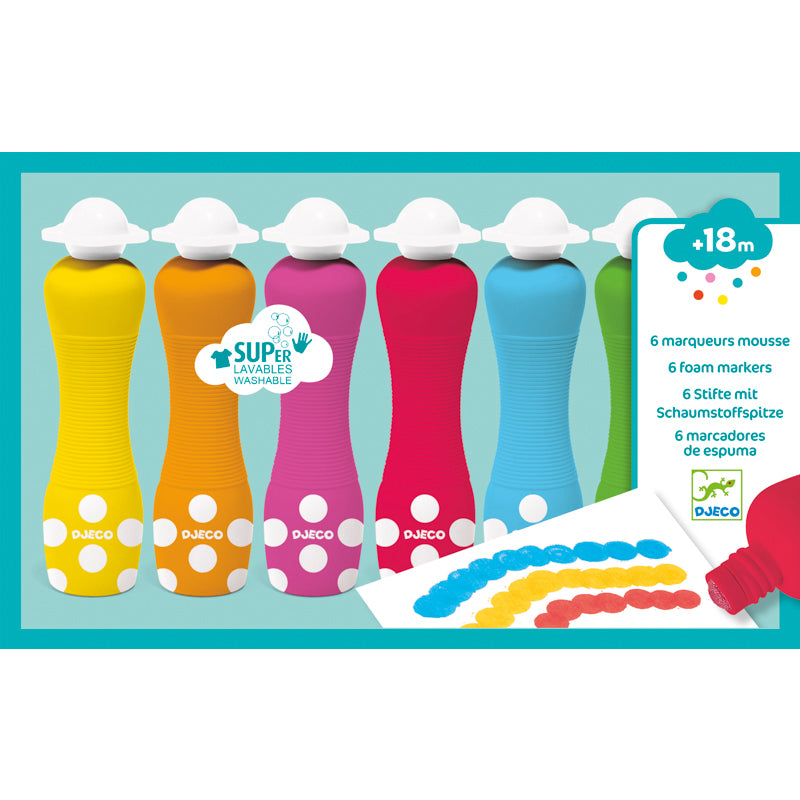 Djeco Arts & Crafts - 6 Foam Markers