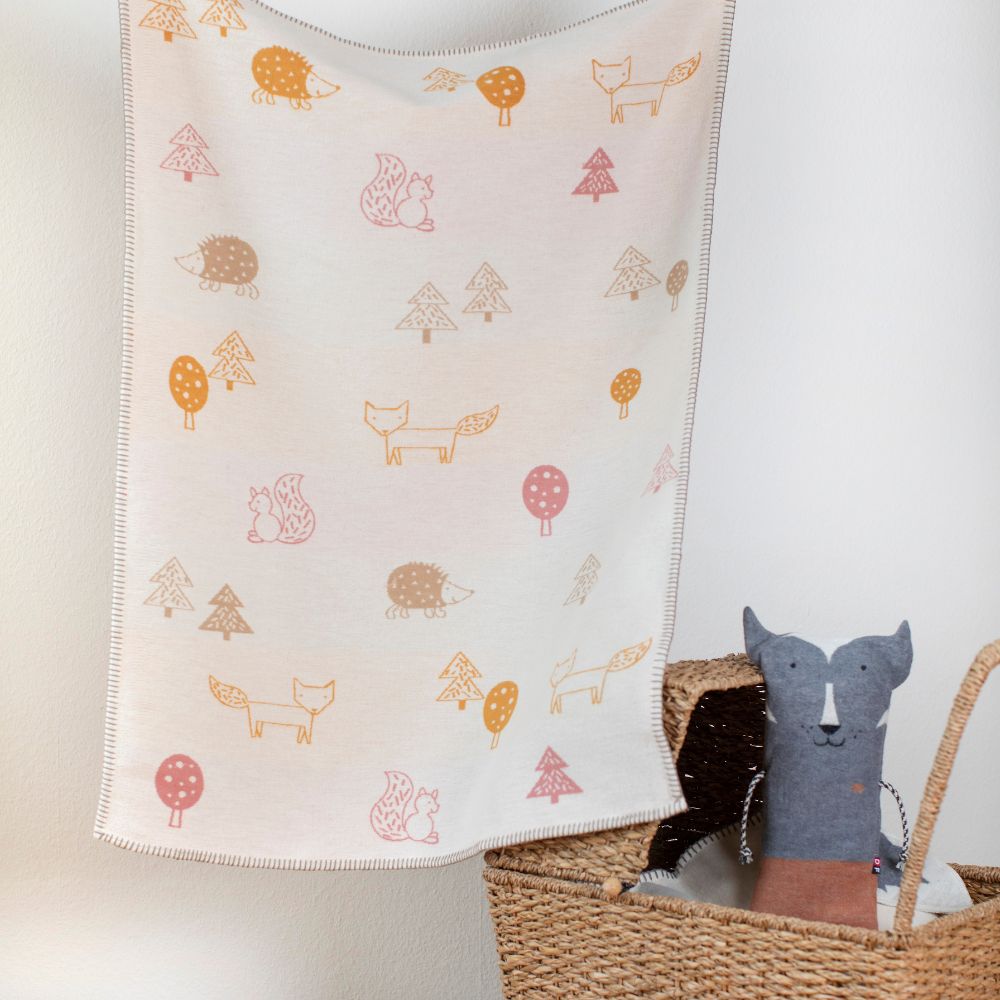 Fussenegger Lena Blanket Forest Animals Organic Cotton Off White 75X100cm