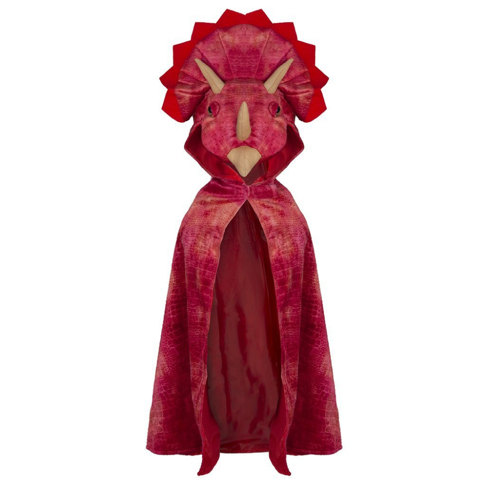 Triceratops Hooded Cape - Red, 4-5Y