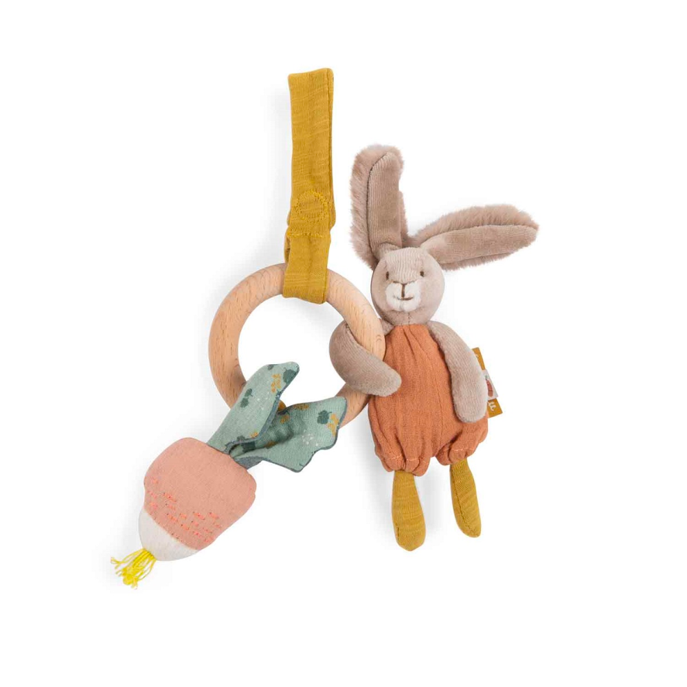 Moulin Roty Trois Petits Lapins- Rabbit Wooden Ring Rattle