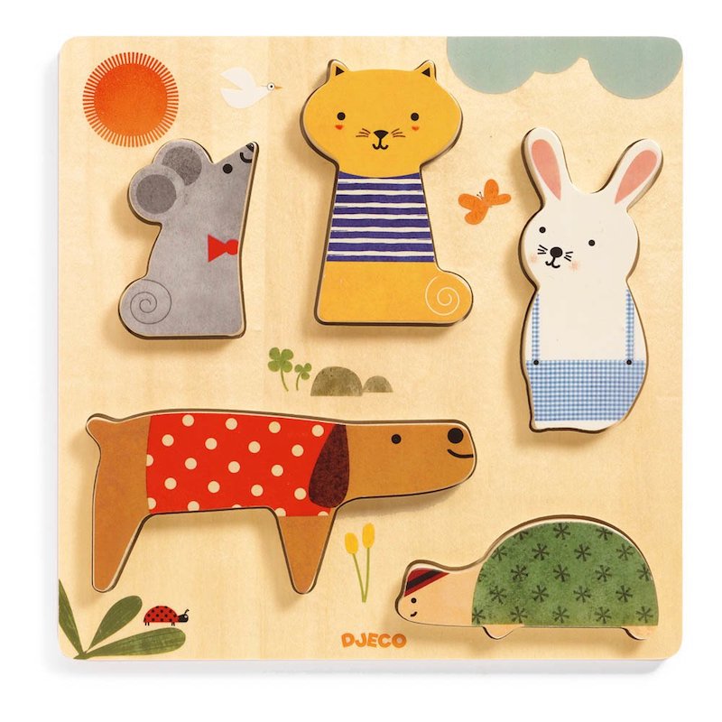 Djeco Wooden Puzzle - Woodypets 5pcs