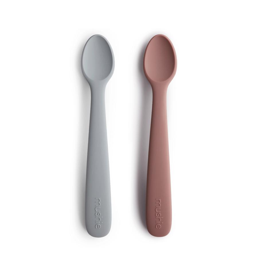 Mushie Silicone Feeding Spoons (2-Pack) - Stone/Cloudy Mauve