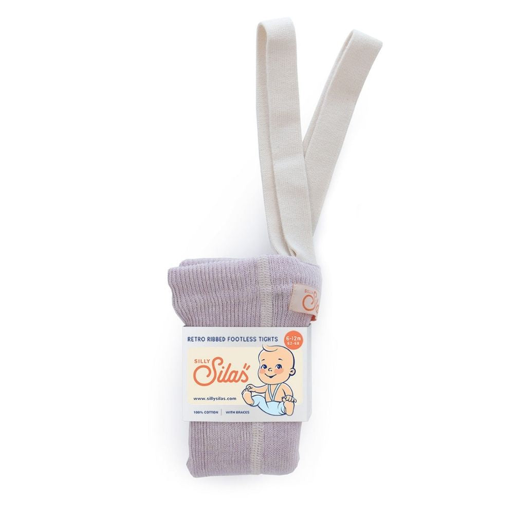 Silly Silas Classic Footless Ribbed Tights Creamy Lavender
