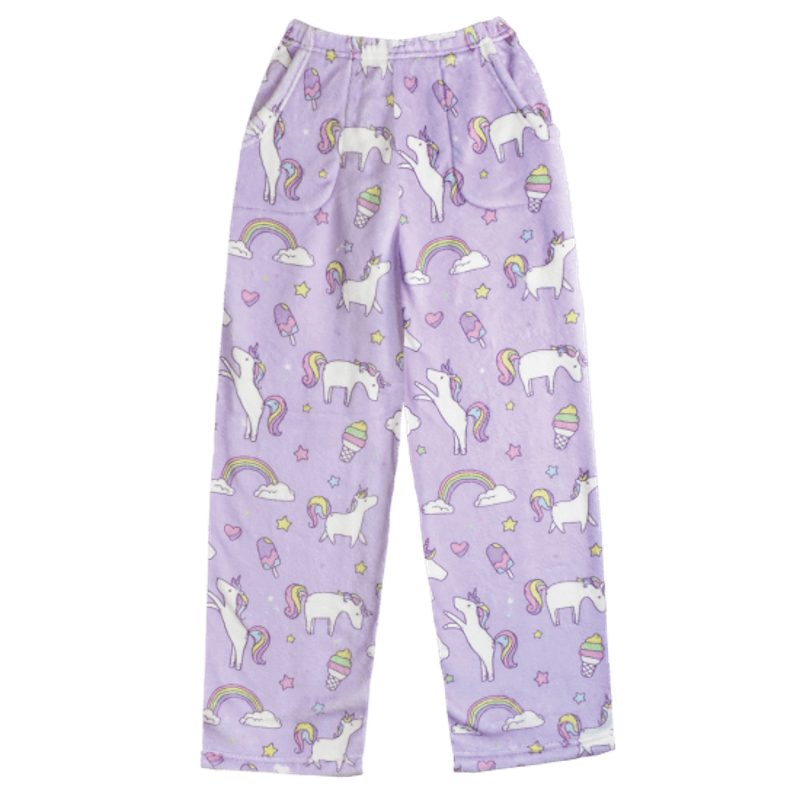Fleece Lounge Pants Pyjama Bottoms Girls Soft Warm Pjs Unicorn Llama