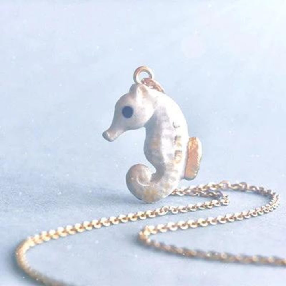 Arctic Seahorse Porcelain Necklace