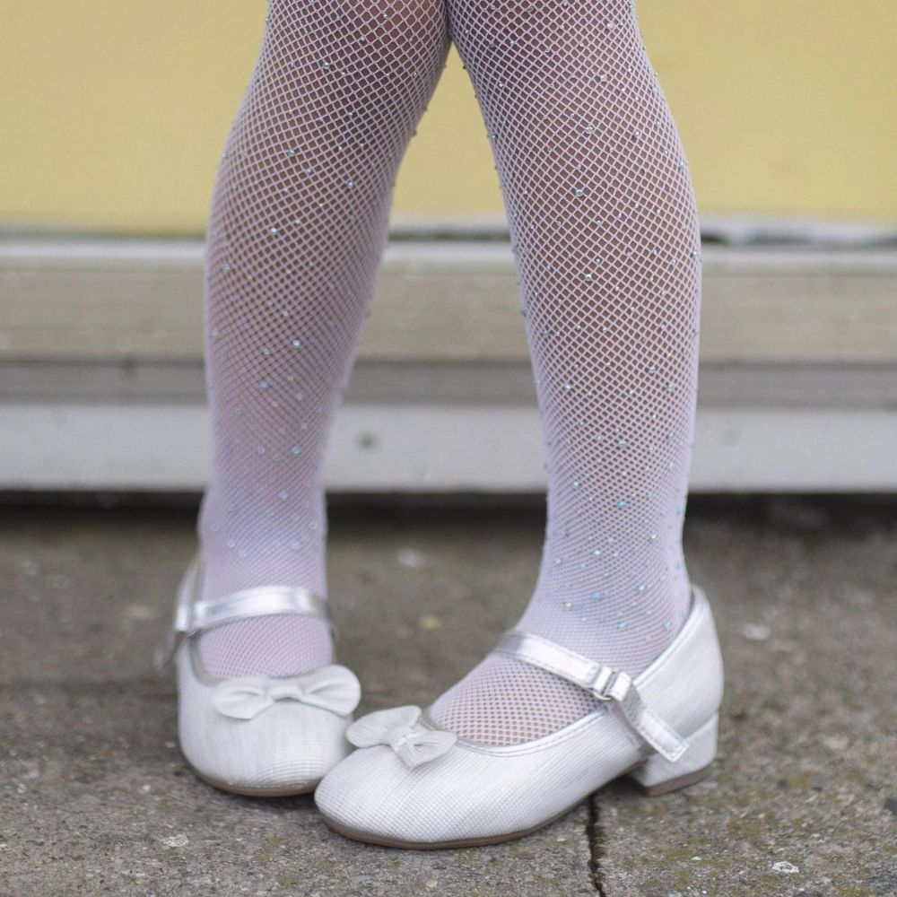 Rhinestone Tights - White