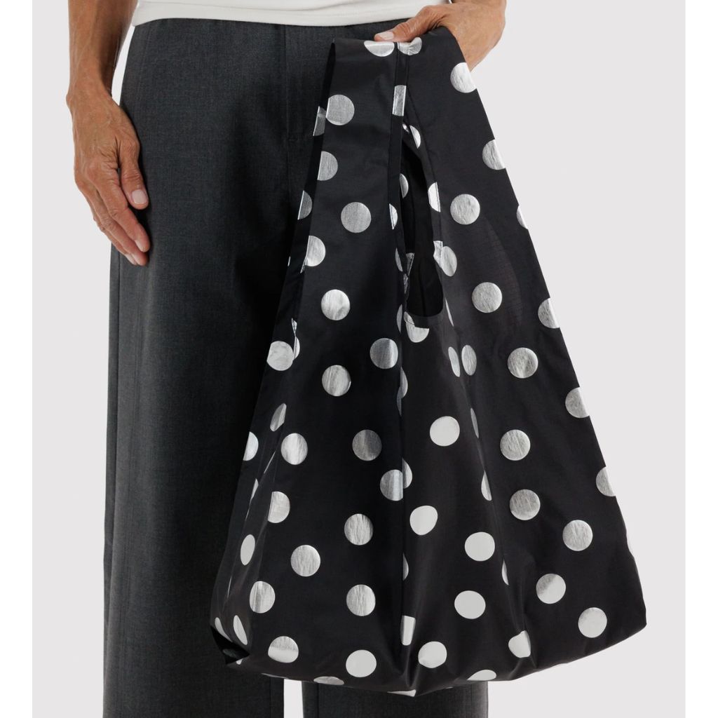 BAGGU Standard  - Silver Metallic Polka Dot