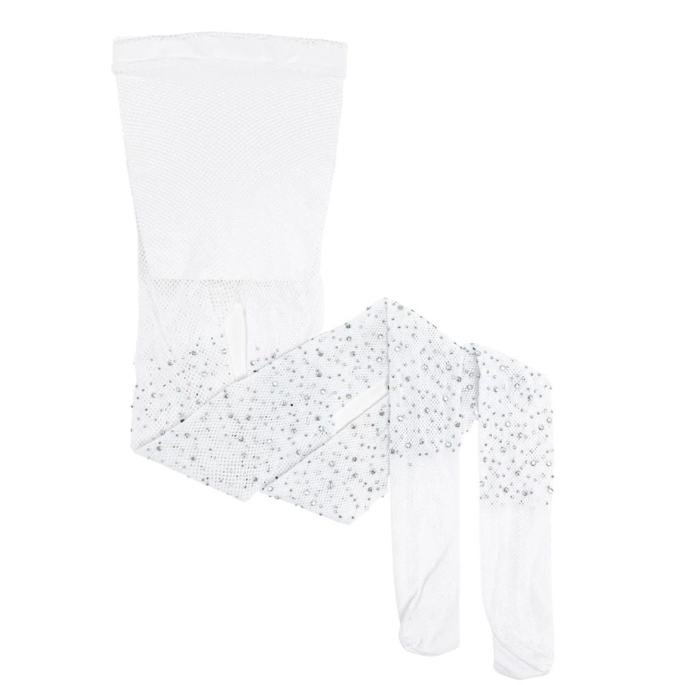 Rhinestone Tights - White