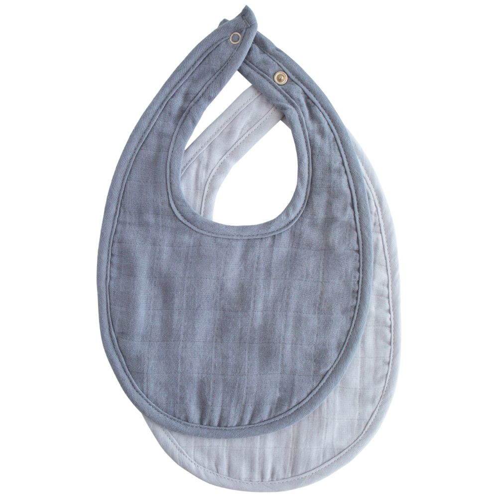 Mushie Muslin Bib 2 Pack (Tradewinds/ Baby Blue)