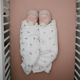 Mushie Organic Cotton Muslin Baby Swaddle - Whales
