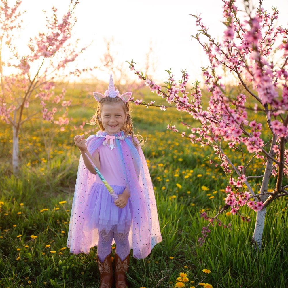 Rainbow Unicorn Cape & Headband, Multi, Size 4-6