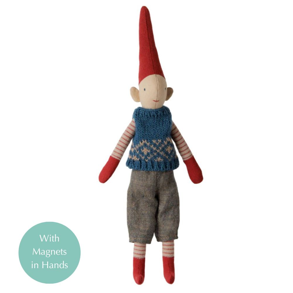 Maileg Pixy, Size 1 - Boy - Blue knitted vest