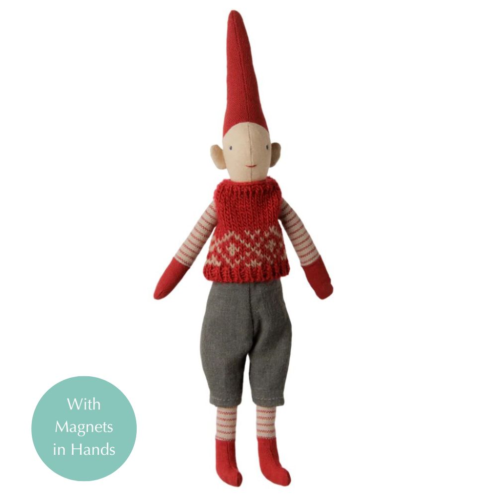 Maileg Pixy, Size 1 - Boy - Red knitted vest