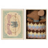 Maileg Sleepy wakey baby mouse in matchbox - Blue