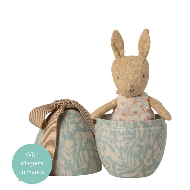 Maileg Easter Egg with Micro Rabbit, Small- Dusty Blue