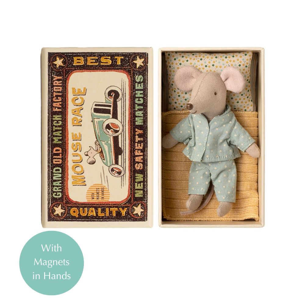 Maileg Little brother mouse in matchbox, Pyjama