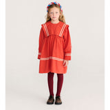 Bobo Choses Sailor dress in red organic cotton, nautical sailor collar, short sleeves