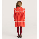 Bobo Choses Sailor dress in red organic cotton, nautical sailor collar, short sleeves
