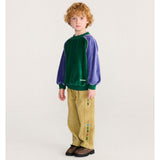 Bobo Choses Color Block sweatshirt in green cotton terry cloth, panelled colour blocks, loose fit
