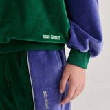 Bobo Choses Color Block sweatshirt in green cotton terry cloth, panelled colour blocks, loose fit