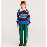 Bobo Choses Bolder polo jumper in multicolour organic cotton knit, ribbed polo collar, loose fit