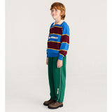 Bobo Choses Bolder polo jumper in multicolour organic cotton knit, ribbed polo collar, loose fit