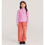 Bobo Choses Blossom turtleneck t-shirt in pink stretch cotton, turtle neck, all over floral print