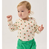 Bobo Choses Baby Stamp Bloom bodysuit in cream stretch organic cotton, floral print, snap gusset
