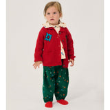 Bobo Choses Baby Blossom cardigan in red recycled wool and cashmere knit, button front