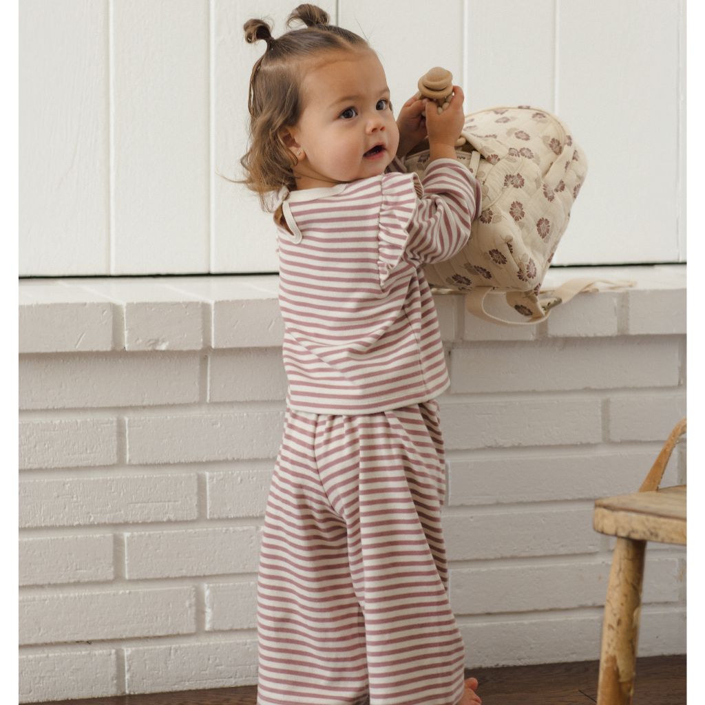 Quincy Mae Ruffle Cozy Set Mulberry Stripe